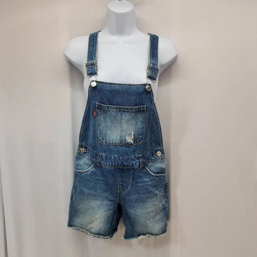 Levi's Girls Size 10 Shortalls Denim Vintage Waters Medium Wash Overalls T